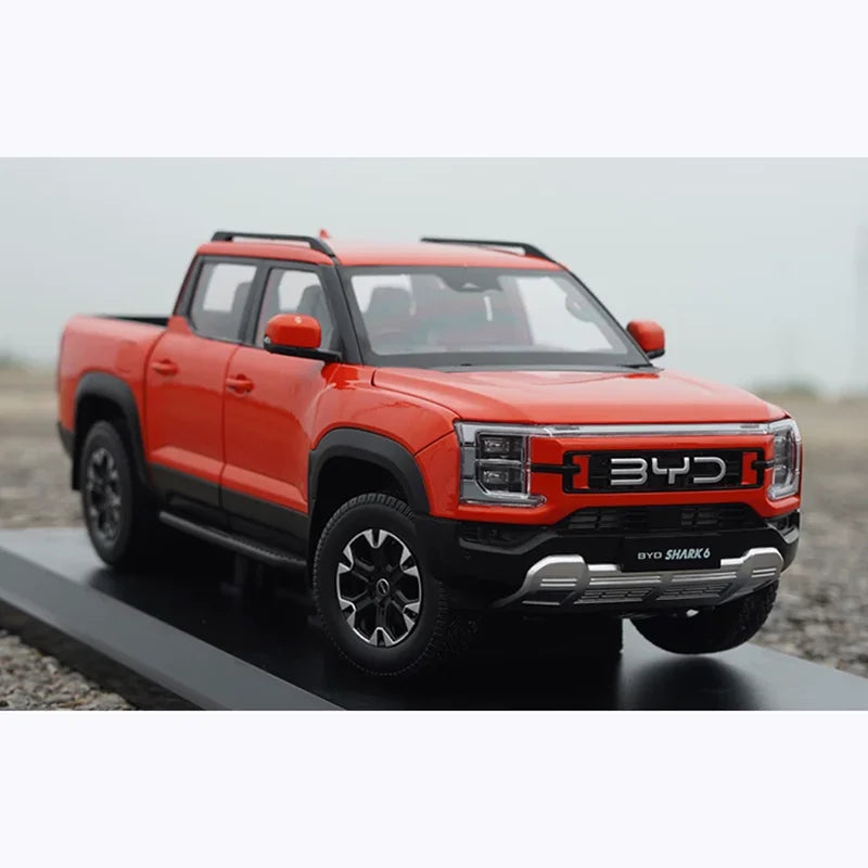 Diecast 1/18 Scale BYD SHARK Alloy New Energy Pickup Truck Model Desktop Ornament Unique Gift Souvenir Toy Collectibles