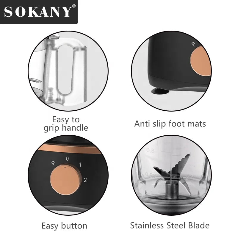 Sokany  Hot Sale 7 in 1 Household Meat Grinder Mixer Stainless Steel Automatic Juicer Blender Food Processor