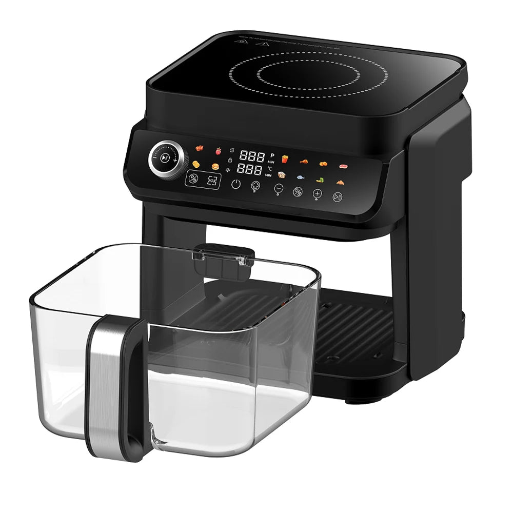 Visible Air Fryer Induction Cooker Detachable 5.5L Glass Bowl 18 Cooking Programs Light Color Touch Screen Healthy Meals PTFE