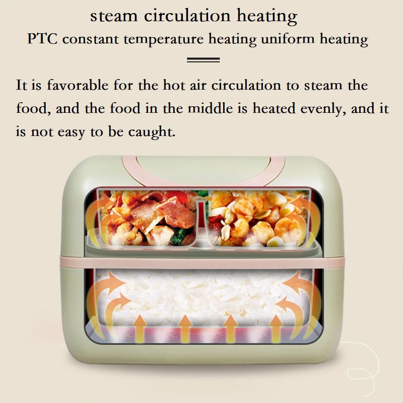 Liren Electric Heating Lunch Box Portable 304 Stainless Steel Liner Bento Lunch box Food Container Keep warm Storage Box