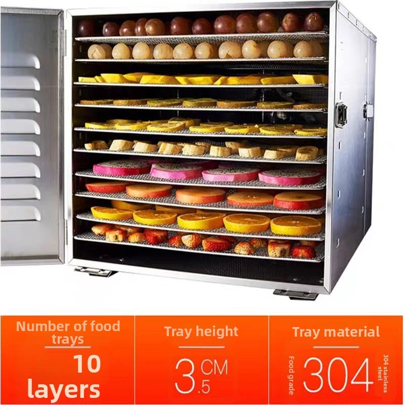 10-Tier Stainless Steel Food Dehydrator with Dual Knobs 1000W Electric Dryer Machine for Fruits/Meat/Herbs,BPA-Free&Energy Save