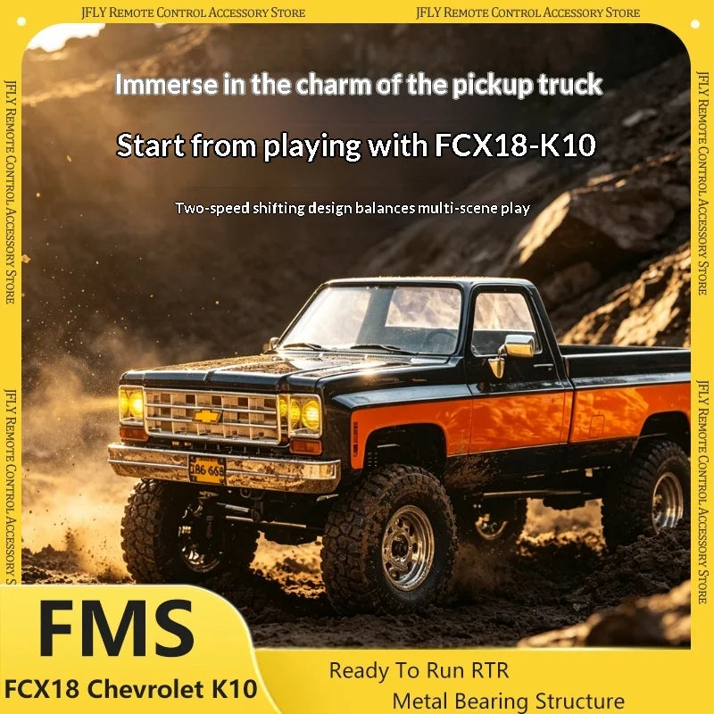 FMS 1:18 FCX18 Chevrolet K10 4WD RC Crawler Truck RTR 2.4G Remote Control Off Road Simulation Hobby Model Vehicle pickup truck