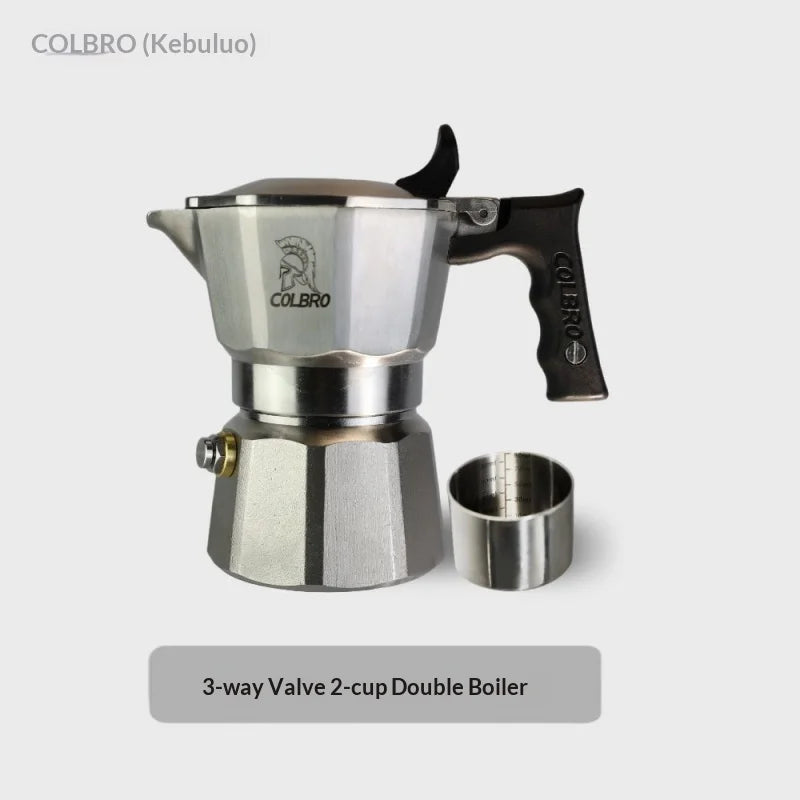 Colbro Stainless Steel Moka Pot Double Valve 3 Valve Espresso Coffee Maker For Home Outdoor Camping Dual Temp Control