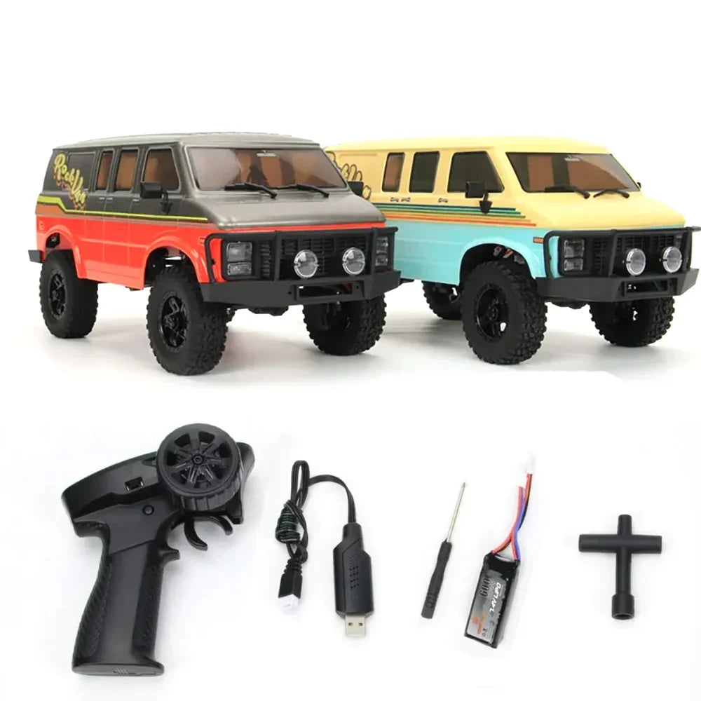 HOBBY PLUS CR18P 4WD 2.4GHz 1/18 RTR Version ROCK VAN RC Remote Control Rock Truck with Lights Linked Turn Signals Electric Toy
