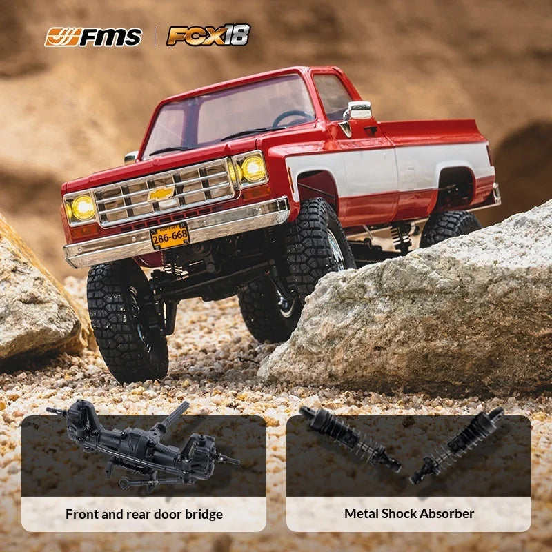 FMS 1:18 FCX18 Chevrolet K10 4WD RC Crawler Truck RTR 2.4G Remote Control Off Road Simulation Hobby Model Vehicle pickup truck