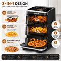 Hot Sale 6+4+10L 3-Layer Double Basket Air Fryer Oven 2800W Stainless Steel Independent Multi-Zone Color Touchscreen 12