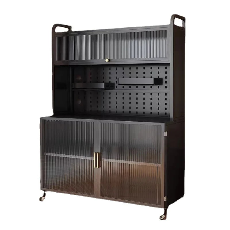 Multi-Layer Metal Kitchen Storage Rack Floor-standing Organizer Cabinet Microwave Oven Storage Functional Cupboard Sideboard