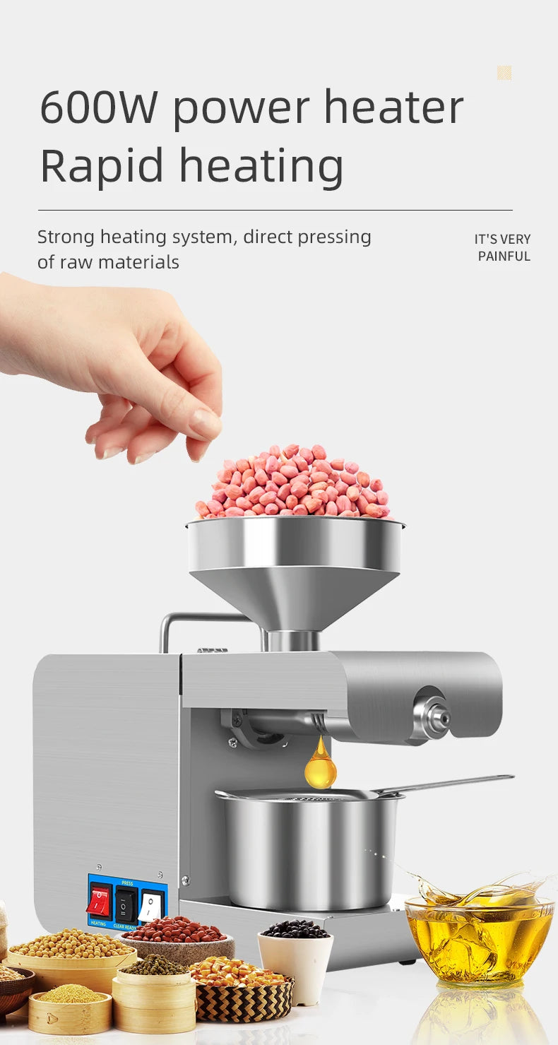 Home Intelligent Oil Press Electric Automatic Stainless Steel Press Oil Machine For Cold And Hot Oil Extractor Frying Machine