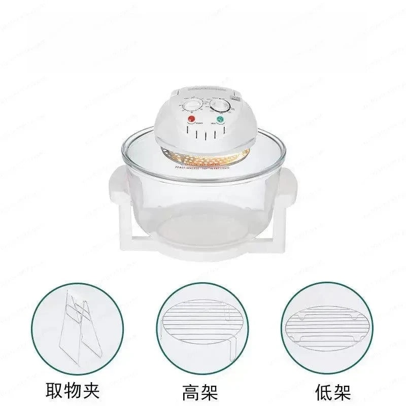 17L Glass Visual Air Fryer Oven Light Wave Heating 110V/220V Household Multifunctional Cooker