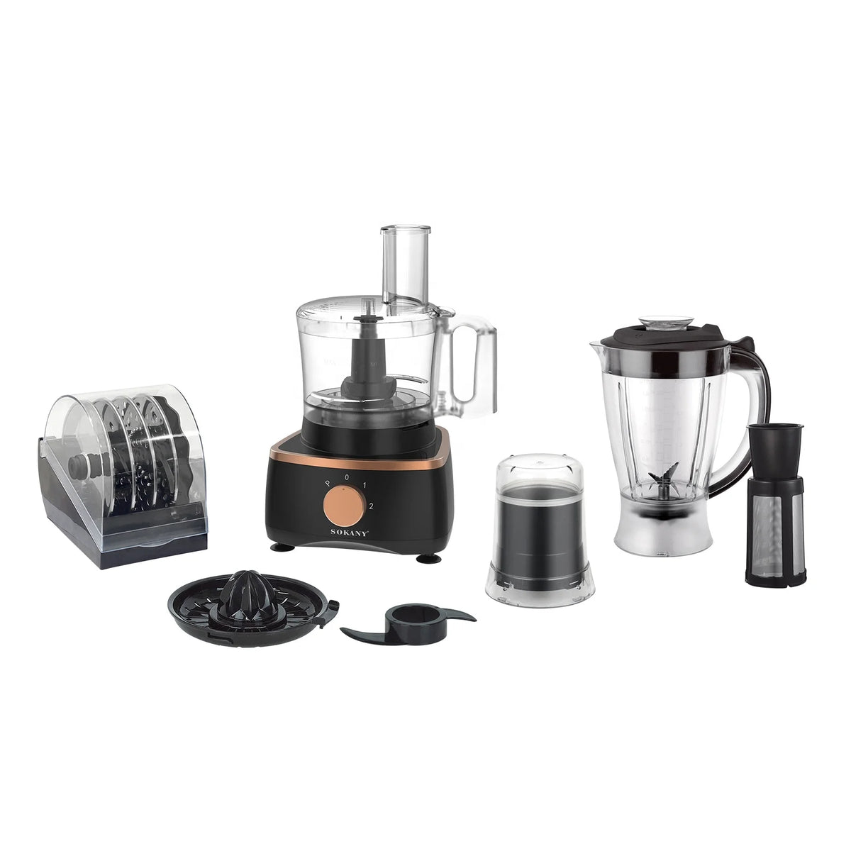 Sokany  Hot Sale 7 in 1 Household Meat Grinder Mixer Stainless Steel Automatic Juicer Blender Food Processor