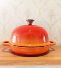 oh-11 Inch Red Enameled Cast Iron Bread Pan with Lid Dutch Oven for Sourdough Baking - Oven Safe Kitchen Baking Dish-
