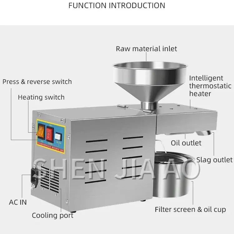 R3 Automatic Multifunctional Oil Press Small Stainless Steel Household Oil Press 500-1500W Homemade Peanut oil/Sesame oil