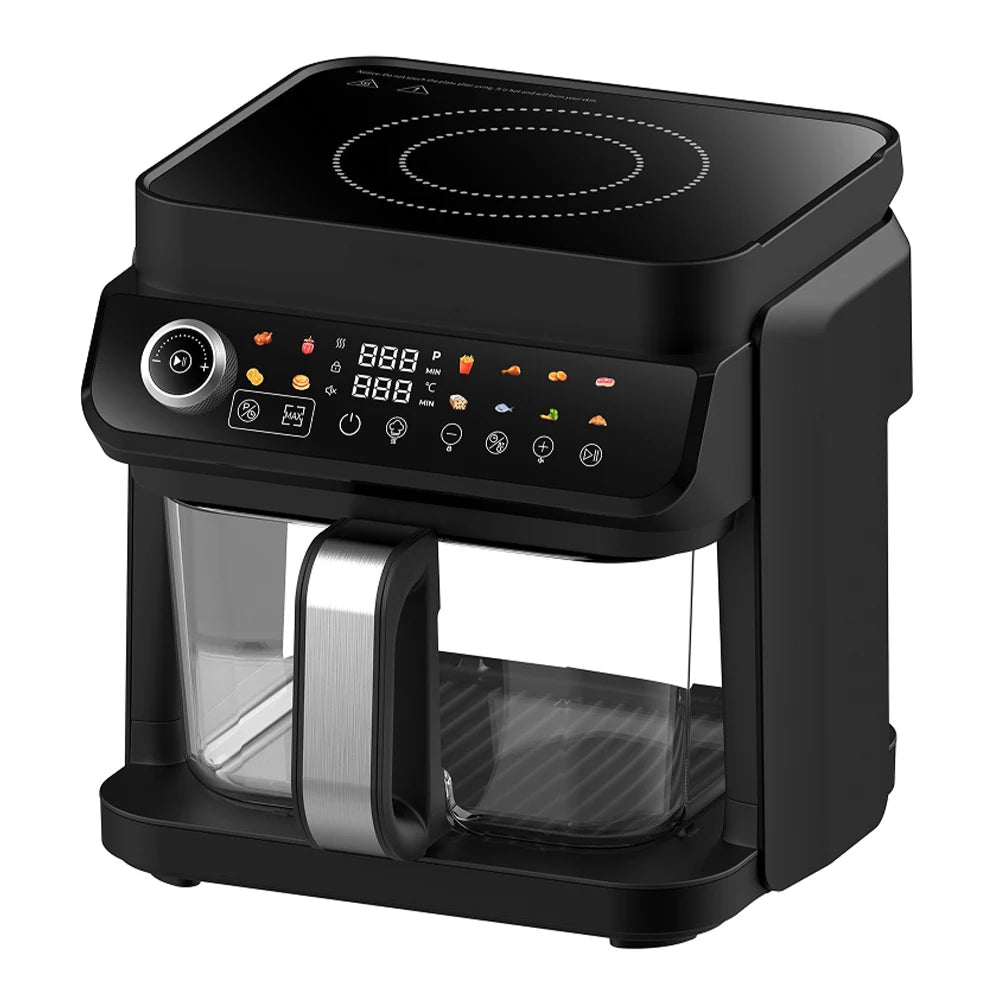 Visible Air Fryer Induction Cooker Detachable 5.5L Glass Bowl 18 Cooking Programs Light Color Touch Screen Healthy Meals PTFE