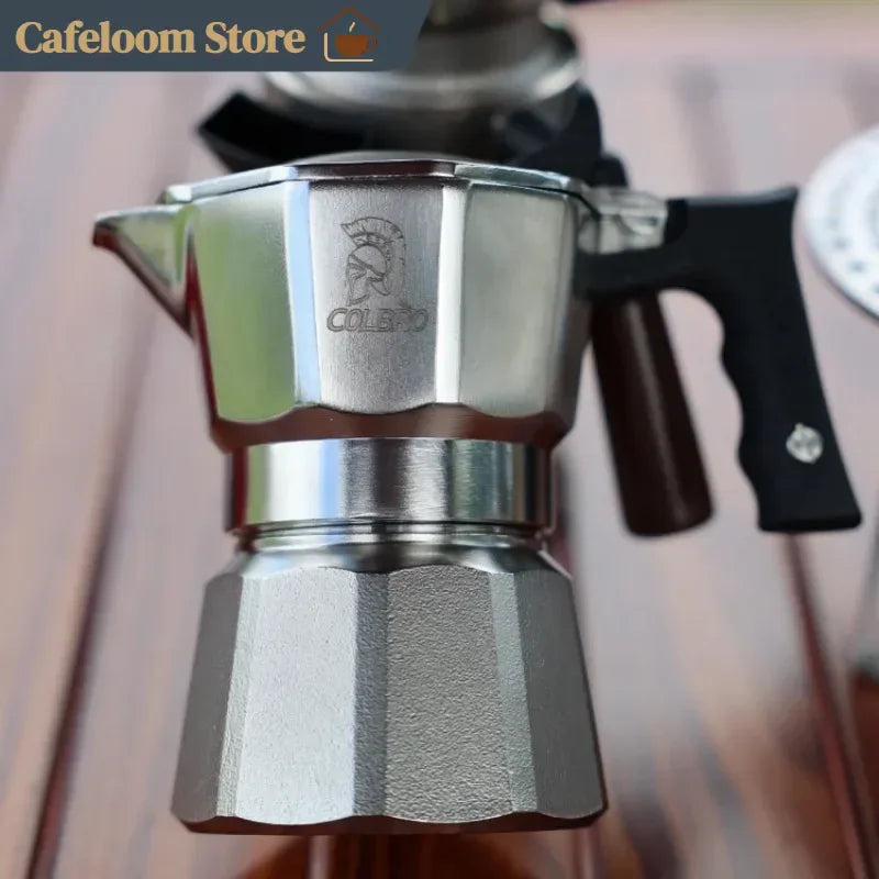 Colbro Stainless Steel Moka Pot Double Valve 3 Valve Espresso Coffee Maker For Home Outdoor Camping Dual Temp Control