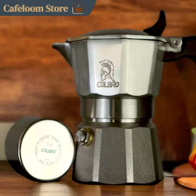 Colbro Stainless Steel Moka Pot Double Valve 3 Valve Espresso Coffee Maker For Home Outdoor Camping Dual Temp Control