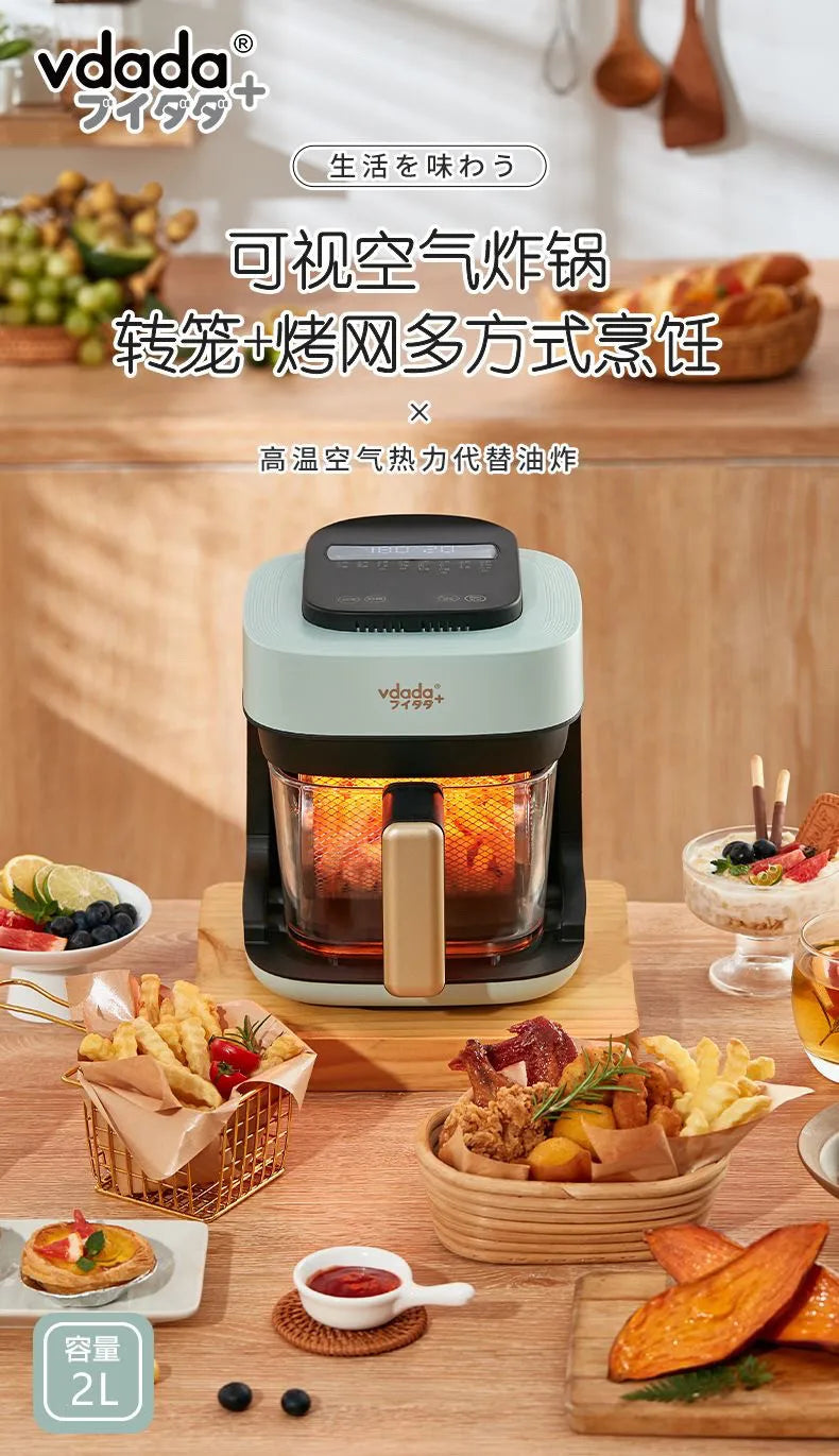 Mini visual air fryer household glass small electric fryer smart oven Touch Screen Air Fryer