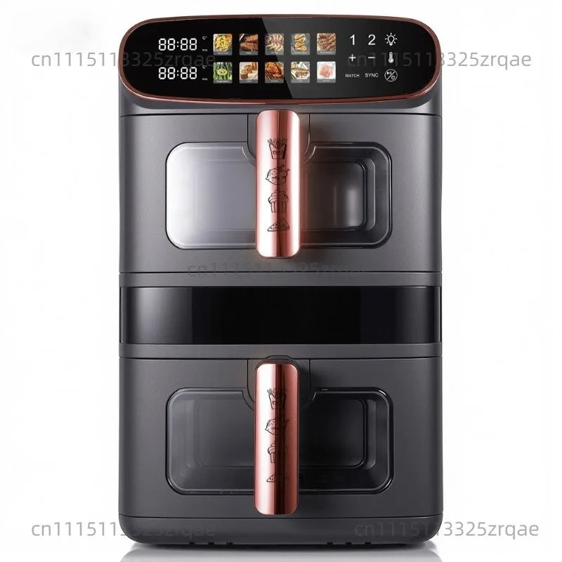 R.5383 12L New Air Fryer 6L+6L Double Stack Dual Drawer Air Fryer with 2 Pots