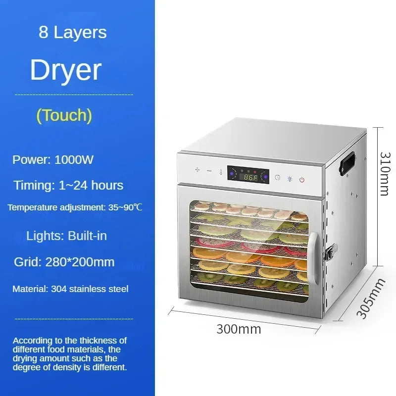6/8/12/18 Layers Home Fruit Air Dryer Vegetable Snacks Meat Medicinal Materials Fruit Smart and Commercial Food Dehydrator