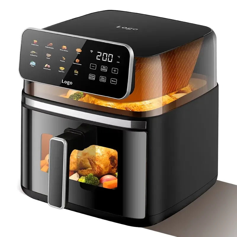 For 8 11L Large Capacity Smart Electric Air Fryer Oven 2200W WiFi App Control Dual Heating Dual View Window Plastic Home