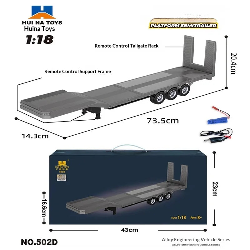 2026 1509 Silver New Huina 1:18 Alloy Dump Truck Bed Semi-Trailer RC Engineering Vehicle Alloy Car Toy Model 1509 Full Scale