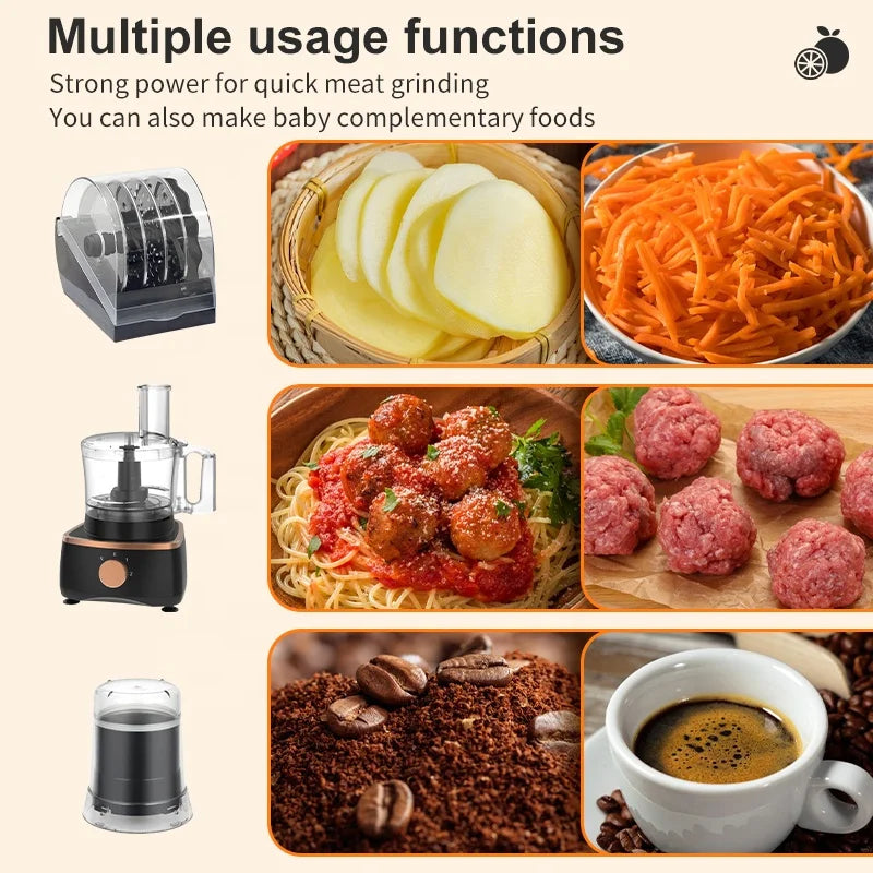 Sokany  Hot Sale 7 in 1 Household Meat Grinder Mixer Stainless Steel Automatic Juicer Blender Food Processor