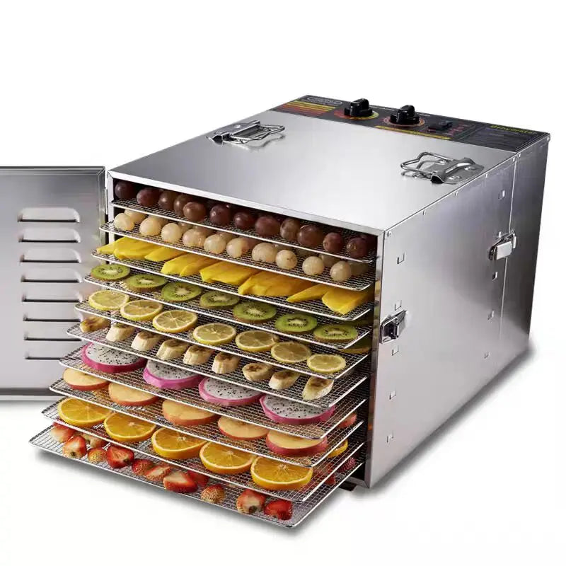 10-Tier Stainless Steel Food Dehydrator with Dual Knobs 1000W Electric Dryer Machine for Fruits/Meat/Herbs,BPA-Free&Energy Save