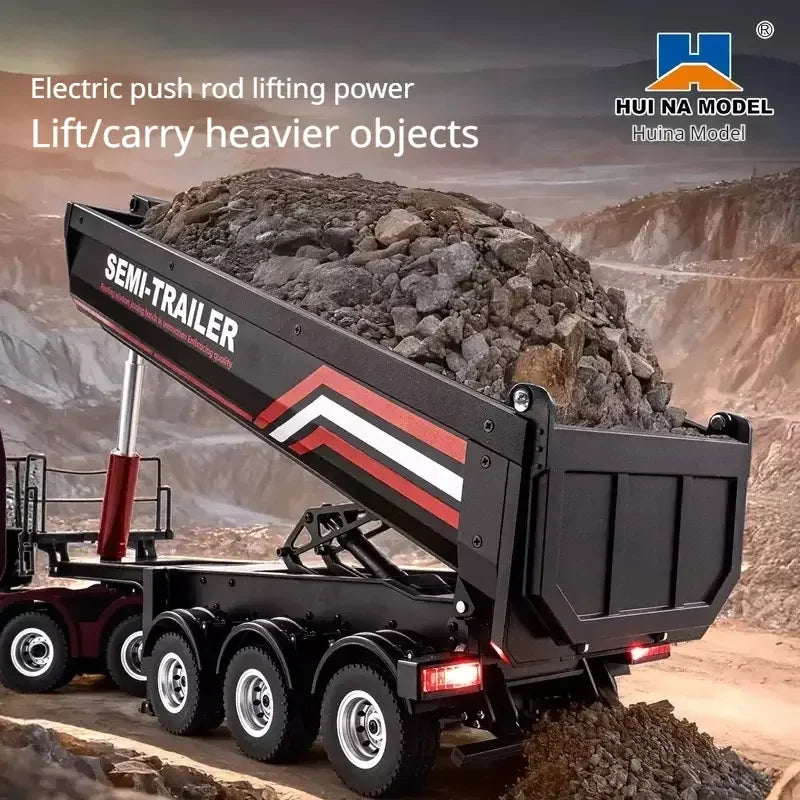Huina 1/18 Rc Semi Dump Trailer Electric Lifting Model With Tail Light Support Leg For Rc Tractor Truck